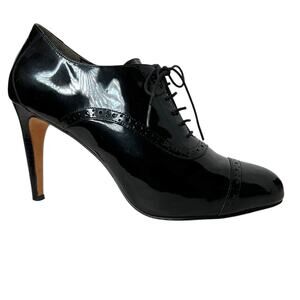 COLE HAAN x NikeAir Black Patent Leather Lace Up Booties in Black Size 9 Narrow